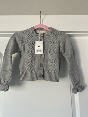 Hope And Henry Girls Ruffle Cuff Cable Cardigan Gray Size XXS